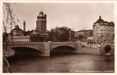 Munchen Ludwigsbrucke m. Volksbad